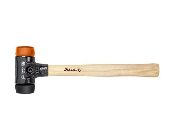 Wiha martillo de cara blanda safety de dureza media/duro con mango de madera hickory, cabezal redondo (26612) 40 mm
