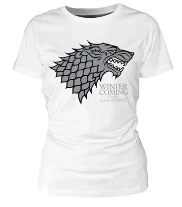 Winter is coming stark camiseta blanca chica t-l game of thrones