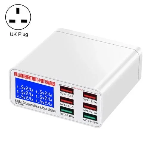 Wlx-896 6 en 1 Multifunción Smart Digital Pantalla USB (Enchufe Reino Unido)
