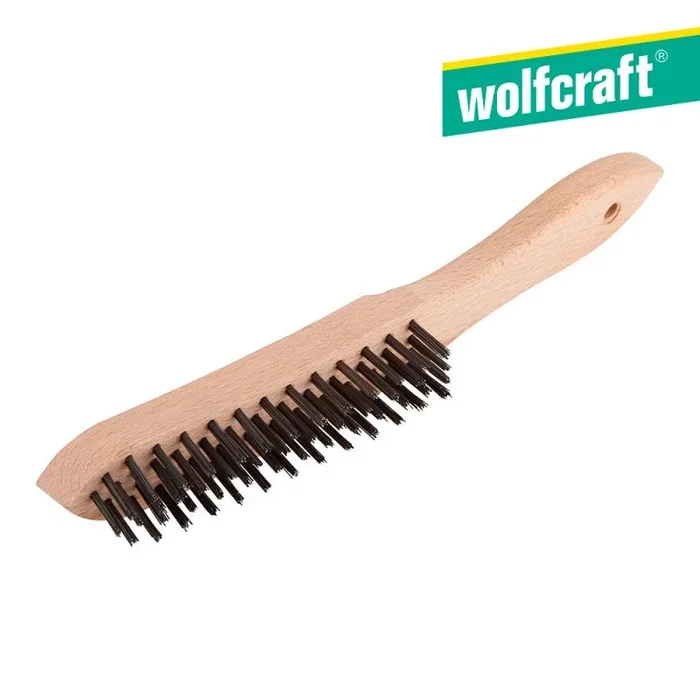 wolfcraft Cepillo manual de alambre de acero, modelo de madera I 2722000 I Para eliminar el óxido y limpiar