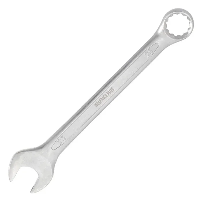 WOLFPACK LINEA PROFESIONAL Llave Combinada Plus 25×25 Acero Cromo Vanadio DIN 3113. Llave Doble Boca, Llave Fija, Llave Estrella