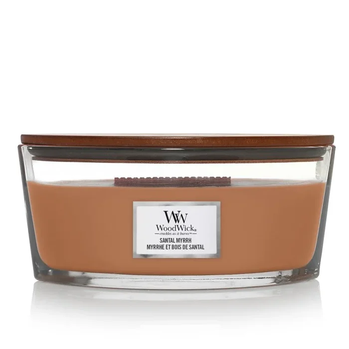 WoodWick Santal Myrrh vela Elipse Ámbar, Limón, Madera Marrón 1 pieza(s)