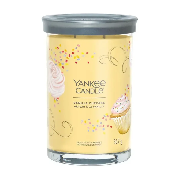 Yankee Candle Vela perfumada Signature | Vela en vaso grande de vainilla con doble mecha, mezcla de cera de soja, vela de larga combustión, regalo perfecto para mujeres