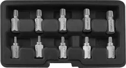 Yato, modelo YT-05890, Extractor de tornillo y perno (10 piezas), herramienta profesional, ideal para remover tornillos y pernos dañados de forma rápida y eficiente