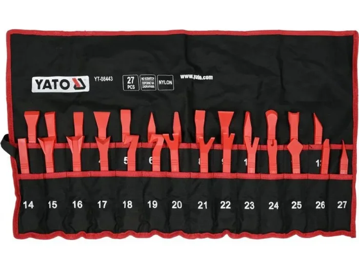 Yato YT-08443 herramienta para reparación de carrocería de coche Herramienta para desmontaje de tapicería Rojo 27 pieza(s)