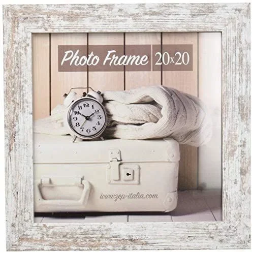 ZEP S.r.l. Nelson 6 Marco de Fotos de Madera, Chabby Chic White, Für Bildformat 20 x 20 cm